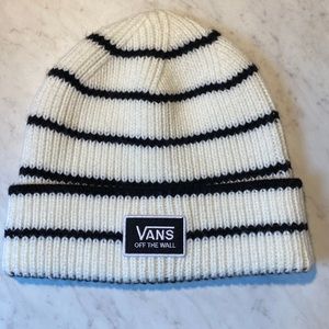 Vans Beanie (Knit) White w/ Black Stripes
